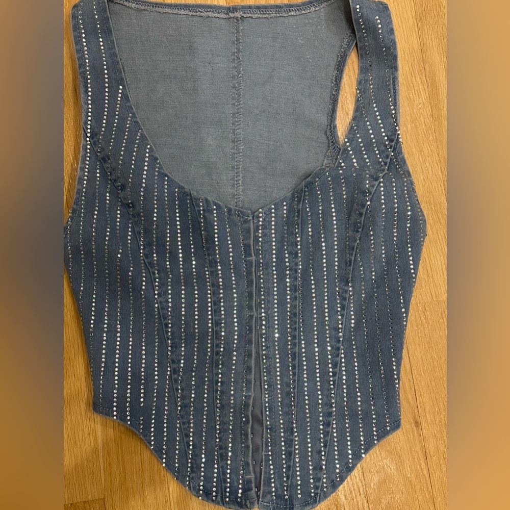 SHEIN Light Blue Denim Corset Top